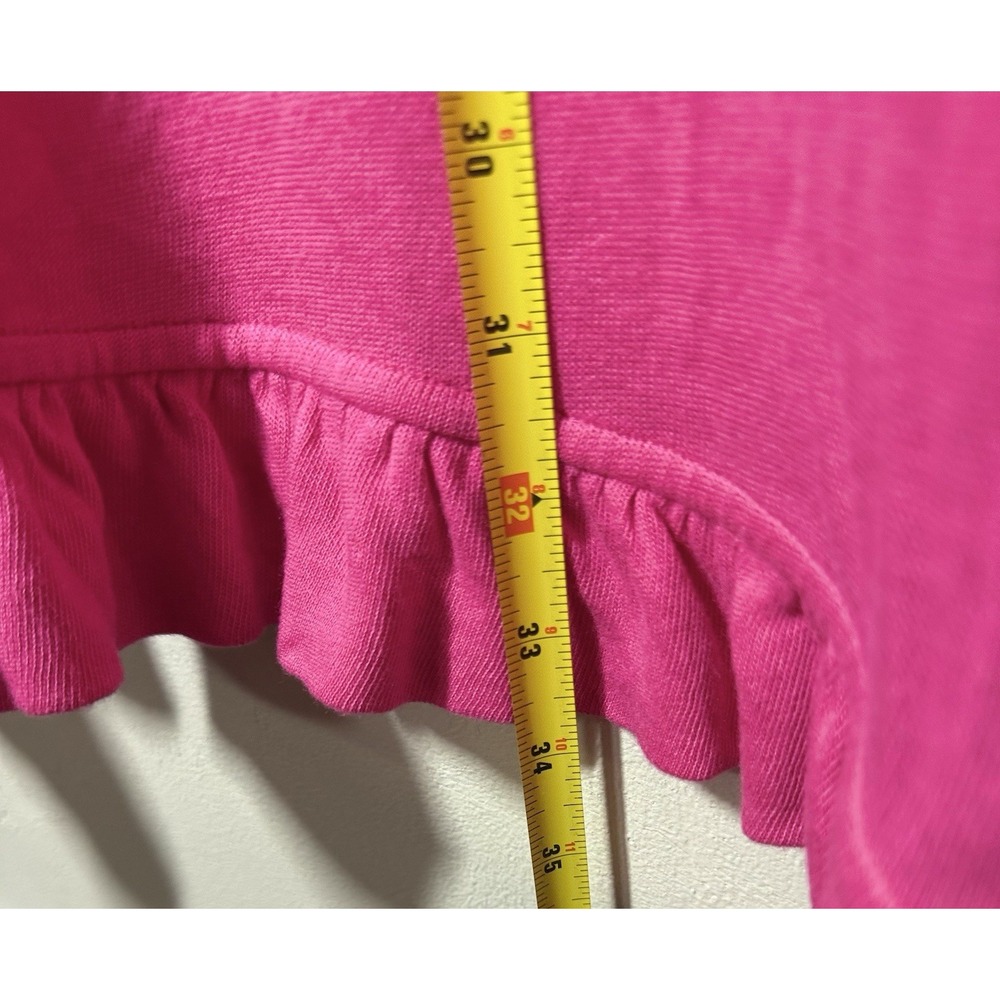 Lilly Pulitzer Ruffle Cardigan Sweater Women's Medium Pink Cotton Knit Preppy - Picture 6 of 8